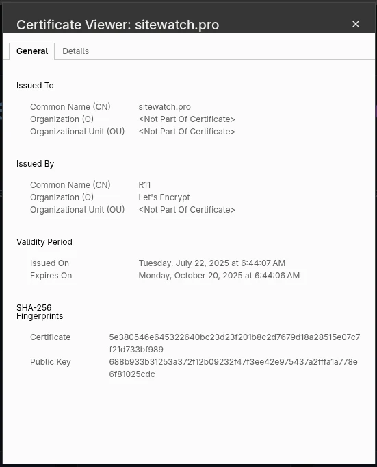 Certificate Details